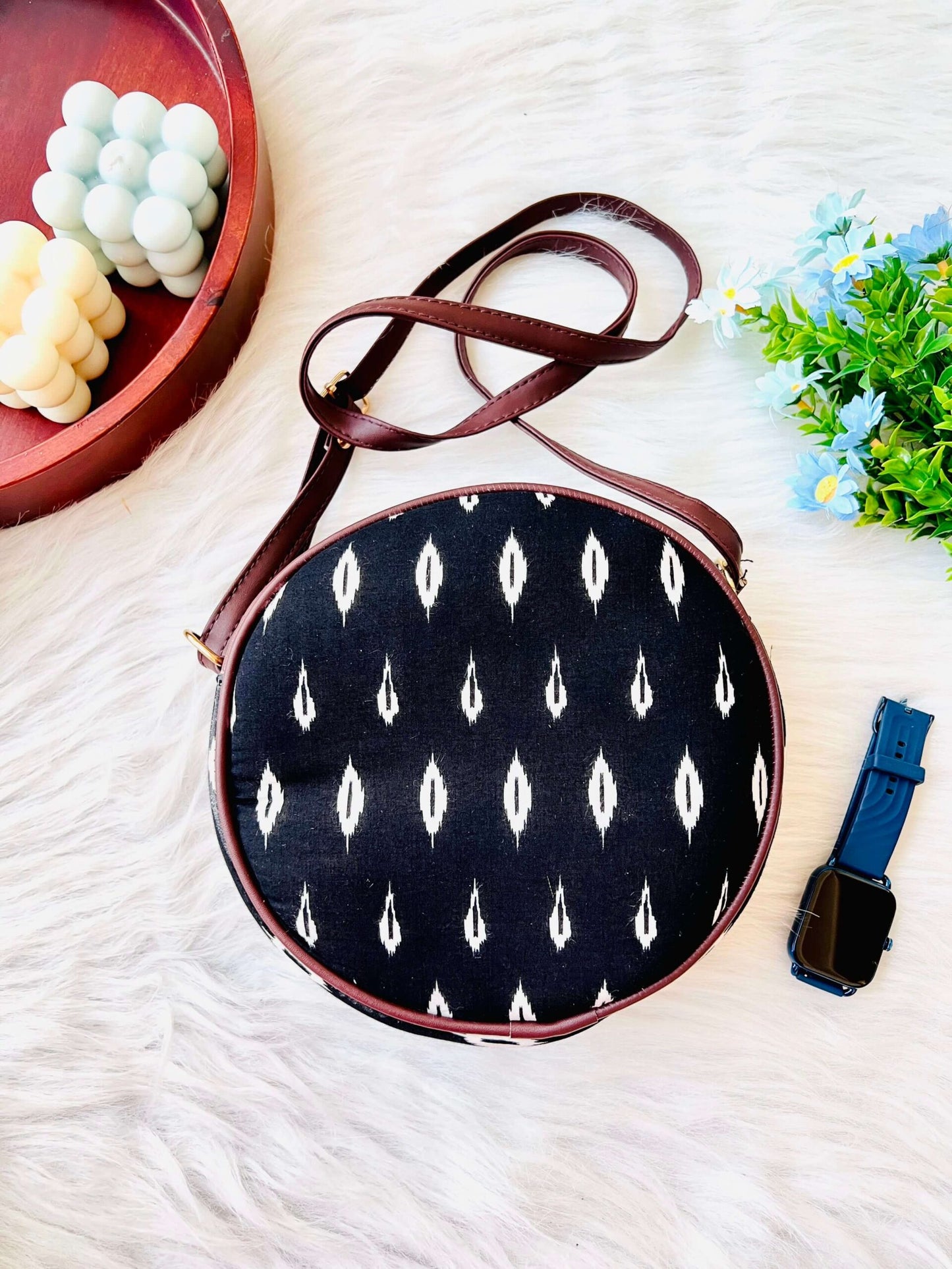 Black & White Round Sling Bag