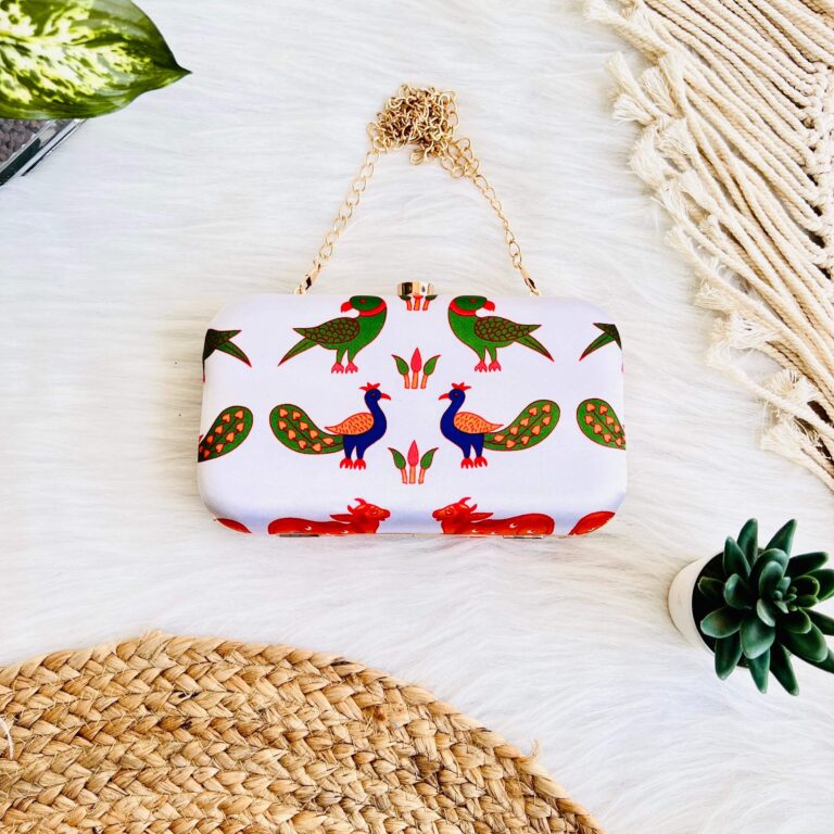 White Peacock Clutch