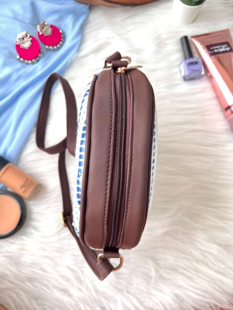 Ikat Blue Round Sling Bag