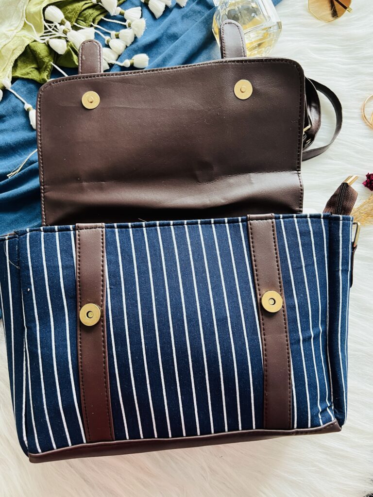 Blue Striped Satchel Bag