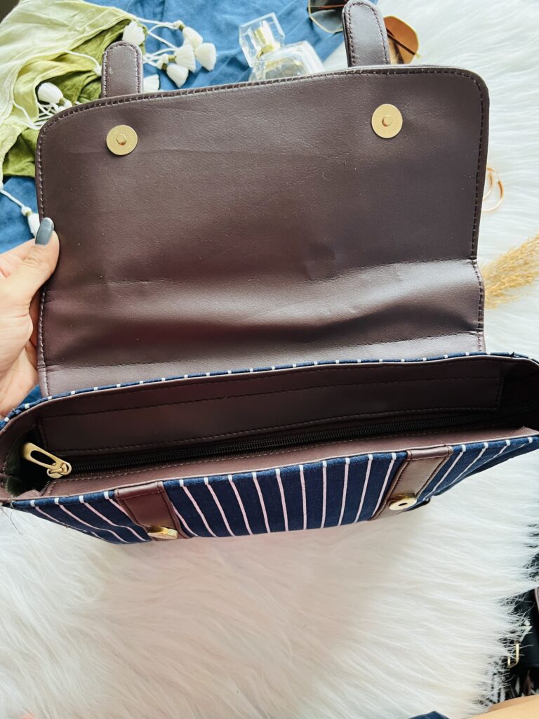 Blue Striped Satchel Bag