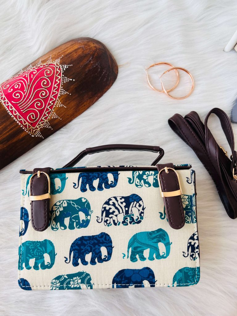 Indigo Elephant Box Sling Bag