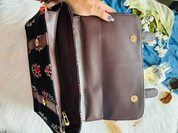 Black Ikat Satchel Bag